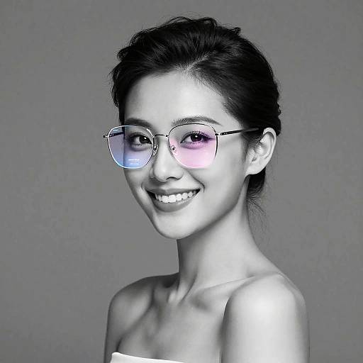 Elegant Woman Portrait with Futuristic AI Glasses