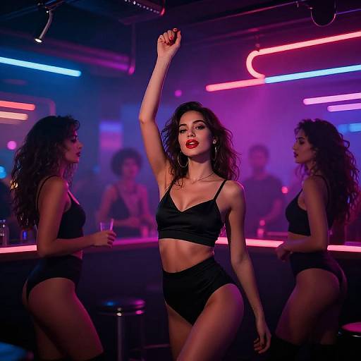 Seductive Neon Lips Nightclub Scene