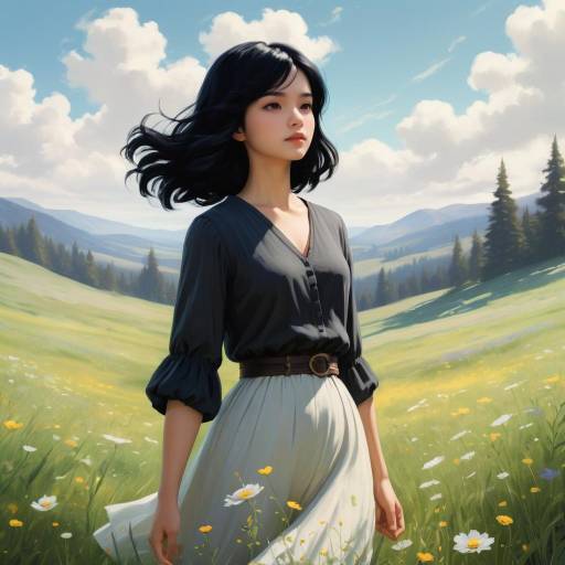 Confident Girl in Serene Meadow Confident Girl in Serene Meadow