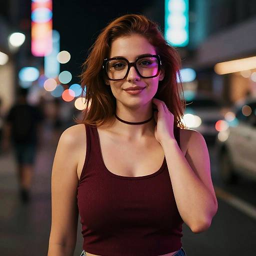 Neon Night Street Portrait Woman