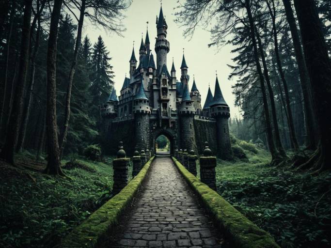 Dark Fairy Tale Castle in Forest