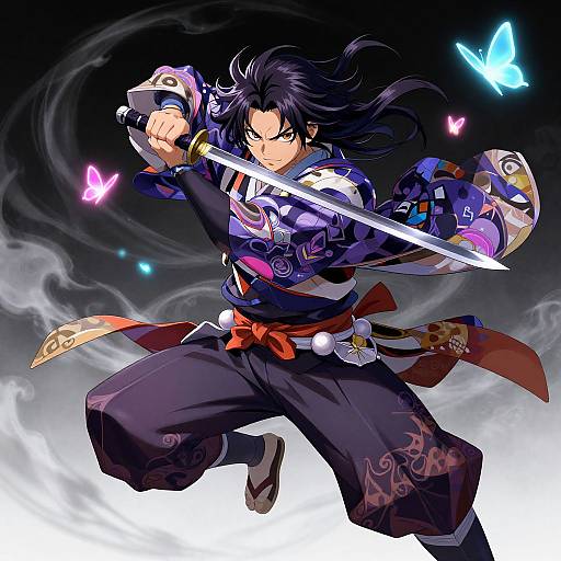 Anime Warrior in Dynamic Sword Pose