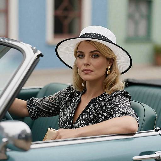 Vintage Convertible Portrait of Blonde Woman