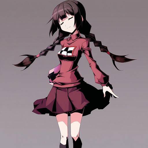 Illustration of Monoe, yume nikki in the style of Akakage red