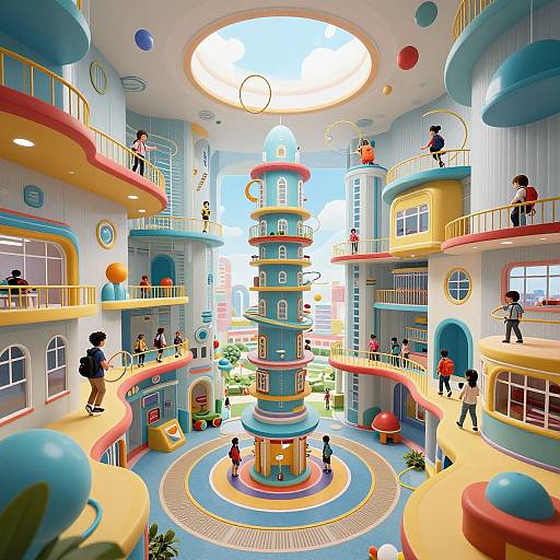 Cyberpunk School with Floating Hoops