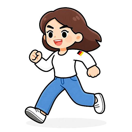 Energetic Cartoon Woman Running