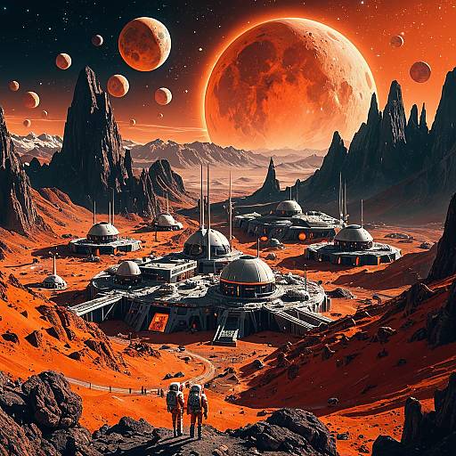 Futuristic Space Colony on Alien Planet