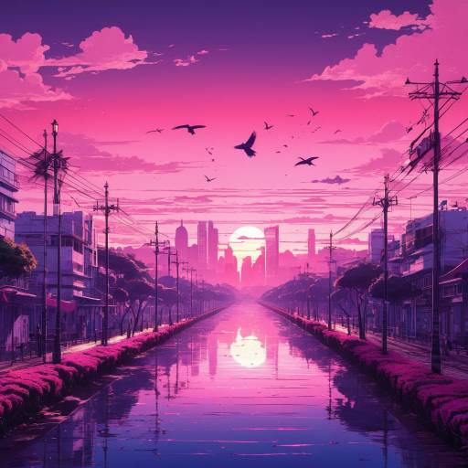 Vibrant Anime Sunrise in Buenos Aires