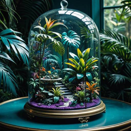 Miniature Tropical Rainforest Under Glass Dome
