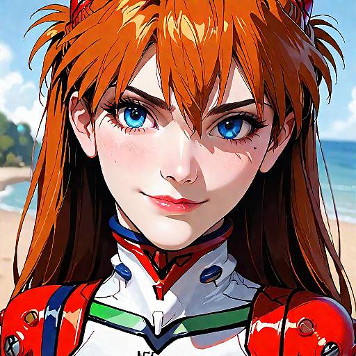 Friendly Asuka Plugsuit Close-Up Portrait