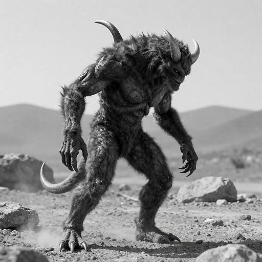 Mysterious Humanoid Creature in Monochrome