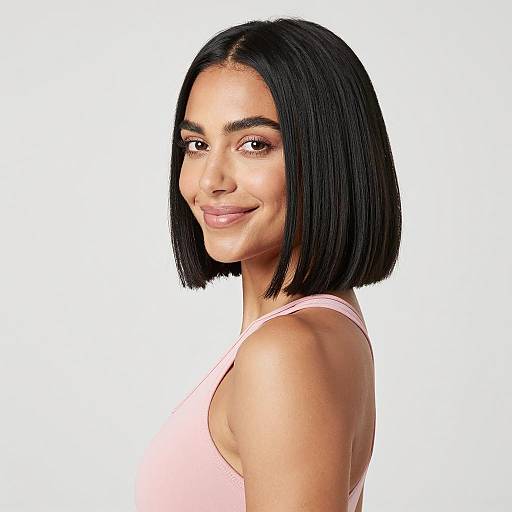 Smiling Woman in Pink Sports Bra