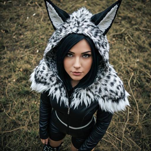 Woman in Jackal Fur Pattern Cosplay Costume