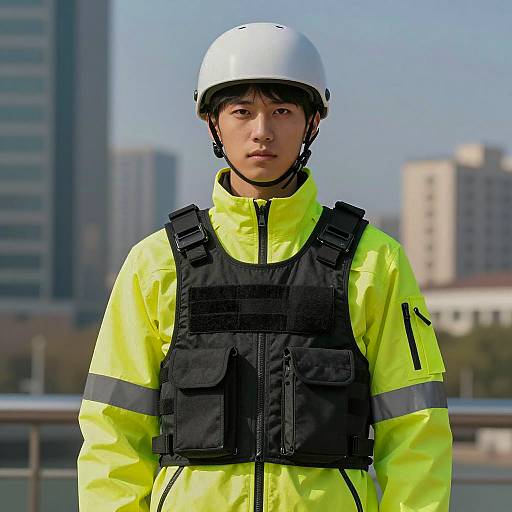 Young Man in Safety Gear with Tactical Vest