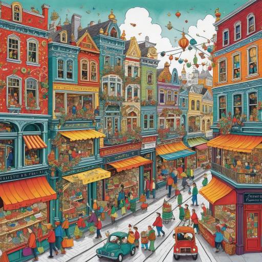 Vibrant City Street Shopping Scene