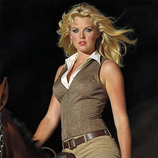 Striking Blonde Rider in Frazetta Style