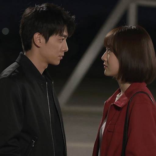 Intense Gaze in Dim Outdoor Setting