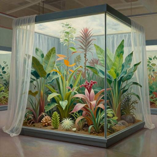 1960s Exotic Plants Glass Display