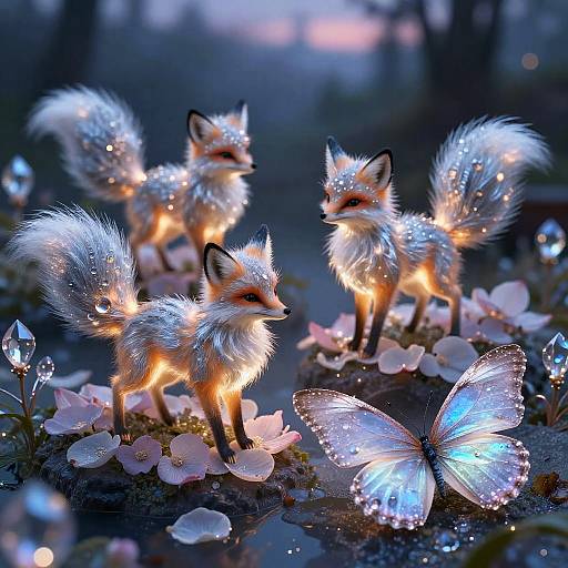 Celestial Crystal Gardens with Pixie Foxes