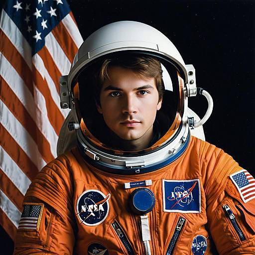 Astronaut in Orange Spacesuit Portrait