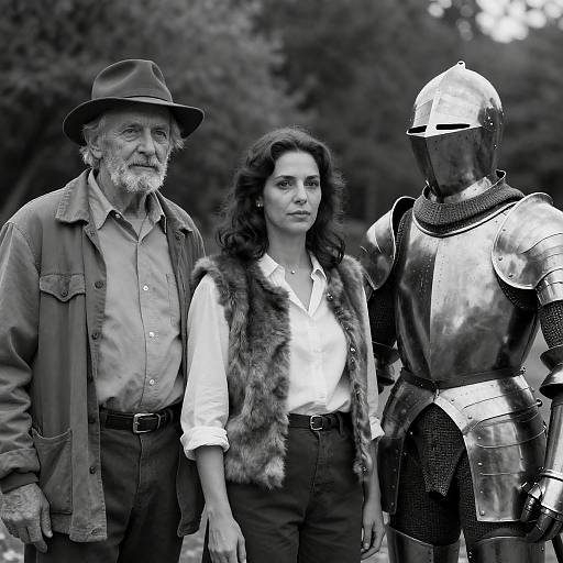 Vintage Black-and-White Portrait with Knight