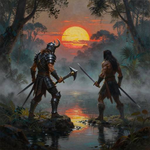 Dramatic Duel of Ancient Warriors