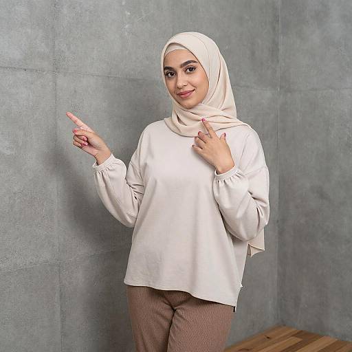 Stylish Woman in Beige Hijab Pose