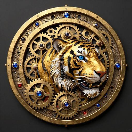 Steampunk Golden Tiger Mechanical Design