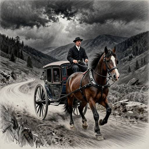 Ultra Realistic Horse Stagecoach in Storm