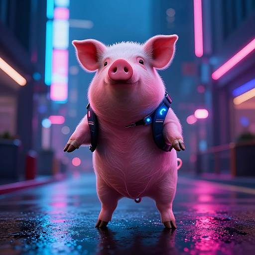 Cyberpunk Pig in Neon City