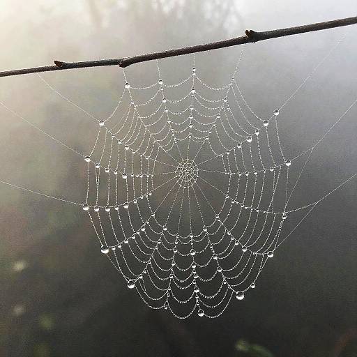 Hyperrealistic Pencil Drawing of Dewy Spiderweb
