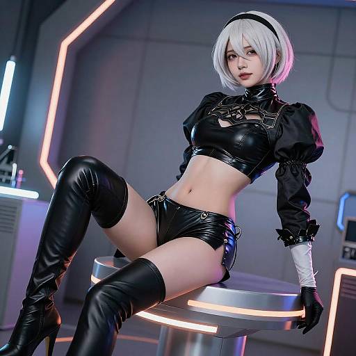 Futuristic Neon Cosplayer Portrait