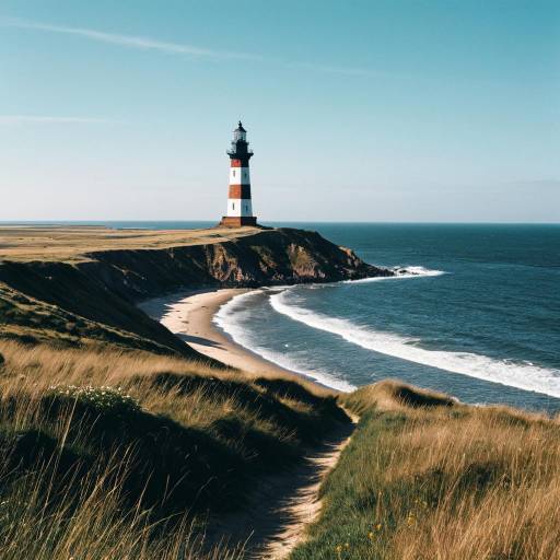 Lighthouse on Northern Dutch Island Coastline