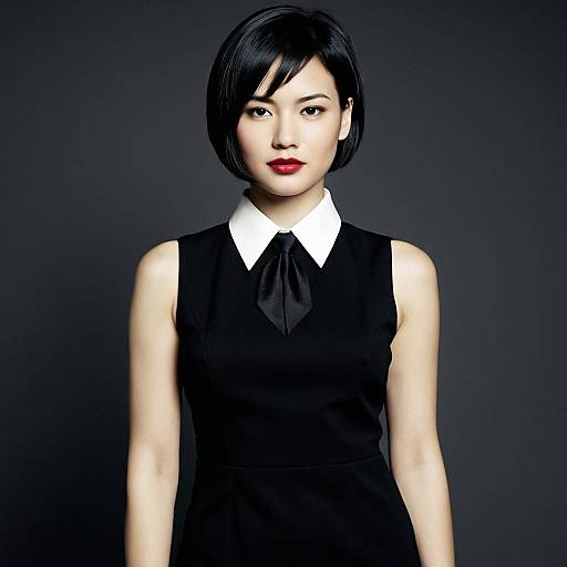 Elegant Woman in Black Tie Dress Code