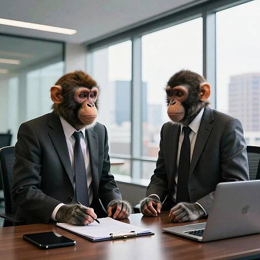 Monkeys in Business Meeting