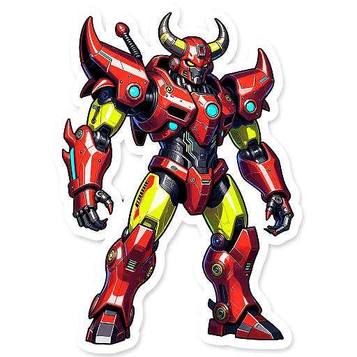 Futuristic Mechashot Devil Sticker Art