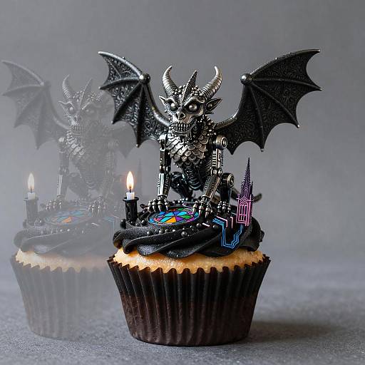 Gothic Gargoyle Cupcake with Black Velvet Frosting