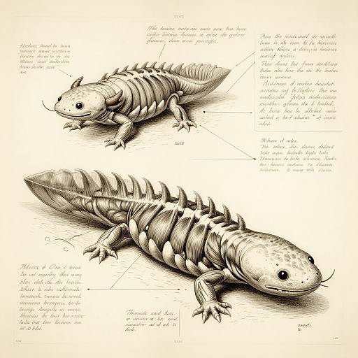 Retro Axolotl Scientific Diagram
