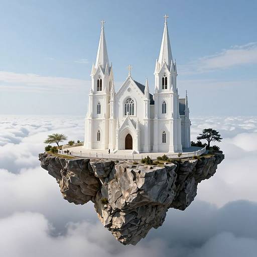 Surreal Floating White Church Sanctuary