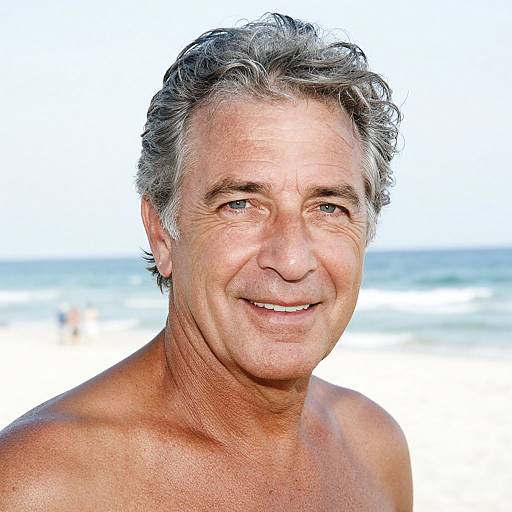 Waterproof Ink Portrait of Smiling Older Man