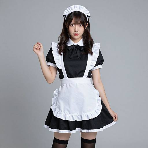 Elegant Woman in Maid Outfit