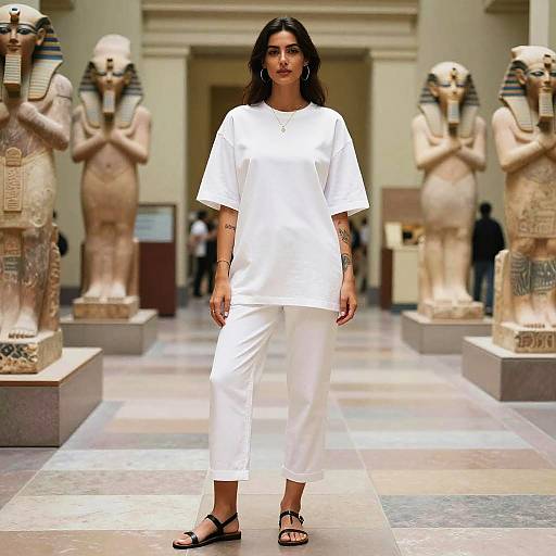 Minimalist Woman at Ancient Egypt Exhibit