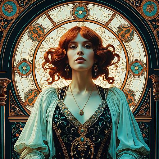 Baroque Style Portrait of Woman with Red Hair