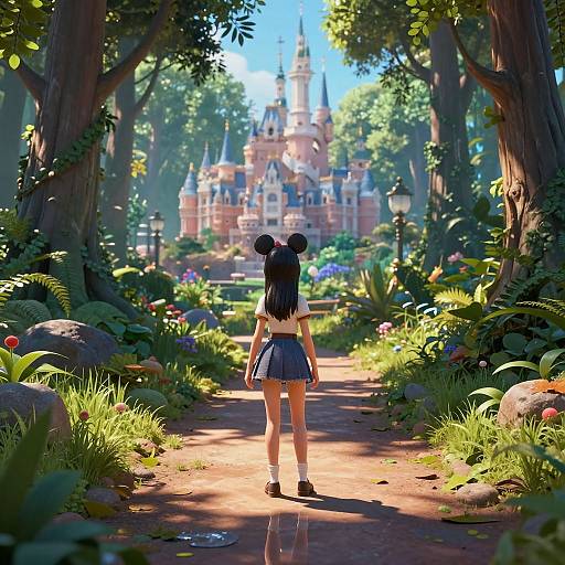 Modern Disney Girl in Forest Path