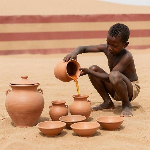 Crouching Child in Desert Landscape