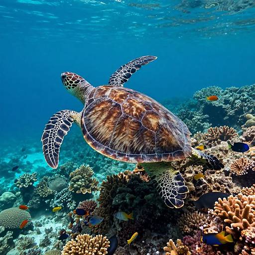 Regal Sea Turtle in Dreamlike Reef