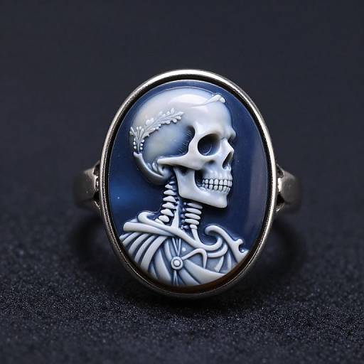 Blue Silver Skeleton Cameo Ring