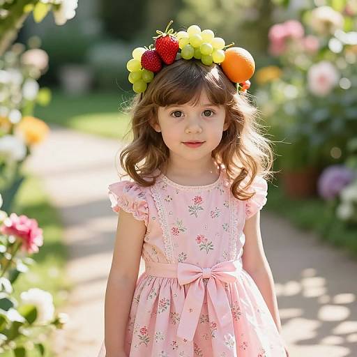 Curious Girl in Sunlit Garden