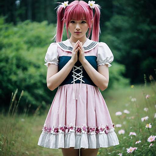 Realistic Madoka Magica Girl in Nature