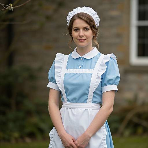 Classic British Maid in Blue Dress